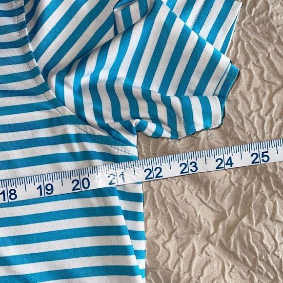 NAUTICA Men's Polo Golf‎ Shirt Striped Short Sleeve Logo Stretch Size Small Aqua - Picture 6 of 8